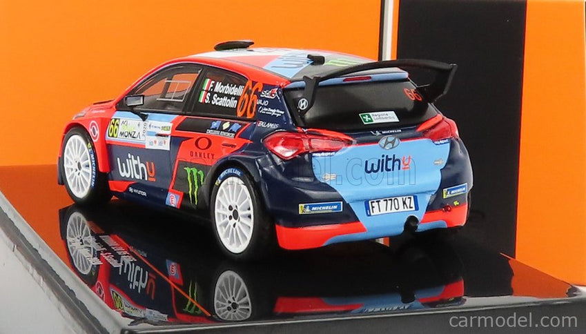 Hyundai i20 R5 Team Withyu N°66 Rally Aci Monza 2020 F.Morbidelli - S.Scattolin 1:43 IXO Models červená čierna modrá