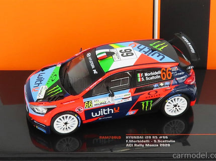 Hyundai i20 R5 Team Withyu N°66 Rally Aci Monza 2020 F.Morbidelli - S.Scattolin 1:43 IXO Models červená čierna modrá