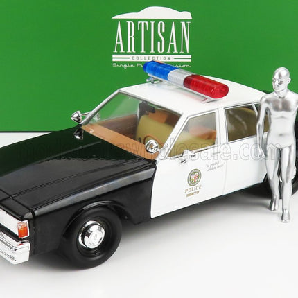 CHEVROLET | CAPRICE METROPOLITAN POLICE 1987 - TERMINATOR 2 MOVIE 1991 - THE JUDGMENT DAY - IL GIORNO DEL GIUDIZIO - WITH T-1000 LIQUID METAL ANDROID FIGURE | BLACK WHITE