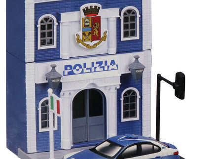 ACCESSORIES | DIORAMA - SET BUILD YOUR CITY POLICE STATION - CASERMA POLIZIA - WITH ALFA ROMEO GIULIA 2015 | LIGHT BLUE WHITE