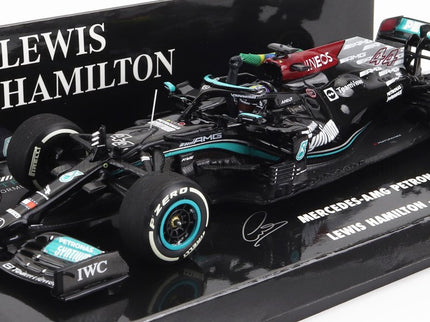 MERCEDES GP | F1  W12 MERCEDES M12 EQ POWER+ TEAM AMG PETRONAS MOTORSPORT FORMULA ONE N 44 WINNER BRAZILIAN GP (WITH FLAG) 2021 LEWIS HAMILTON | BLACK GREEN
