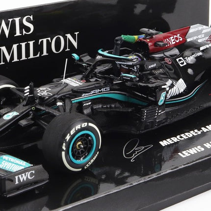 MERCEDES GP | F1  W12 MERCEDES M12 EQ POWER+ TEAM AMG PETRONAS MOTORSPORT FORMULA ONE N 44 WINNER BRAZILIAN GP (WITH FLAG) 2021 LEWIS HAMILTON | BLACK GREEN