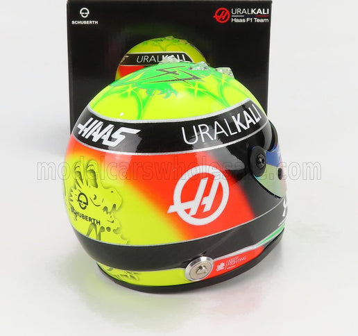 SCHUBERTH HELMET | F1 CASCO HELMET VF-21 TEAM URALKALI N 47 SEASON 2021 MICK SCHUMACHER | GREEN RED BLACK YELLOW