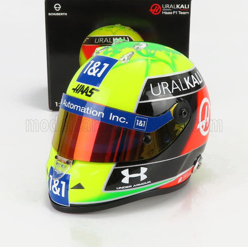 SCHUBERTH HELMET | F1 CASCO HELMET VF-21 TEAM URALKALI N 47 SEASON 2021 MICK SCHUMACHER | GREEN RED BLACK YELLOW