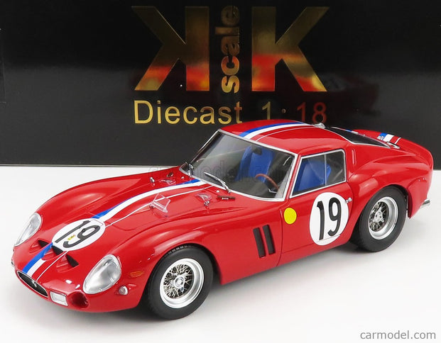 Ferrari 250 GTO 3.0L V12 Coupe Team Pierre Noblet N°19 2. Miesto 24h Le Mans 1962 Jean Guichet - Pierre Noblet 1:18 KK Scale červená biela modrá