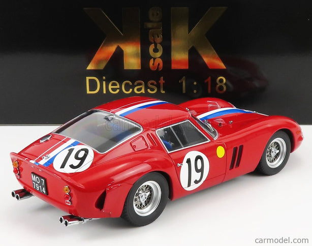 Ferrari 250 GTO 3.0L V12 Coupe Team Pierre Noblet N°19 2. Miesto 24h Le Mans 1962 Jean Guichet - Pierre Noblet 1:18 KK Scale červená biela modrá