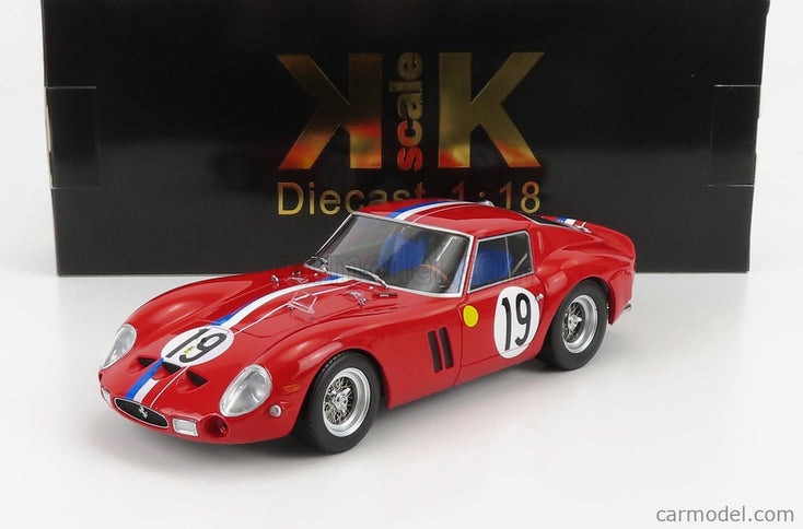 Ferrari 250 GTO 3.0L V12 Coupe Team Pierre Noblet N°19 2. Miesto 24h Le Mans 1962 Jean Guichet - Pierre Noblet 1:18 KK Scale červená biela modrá