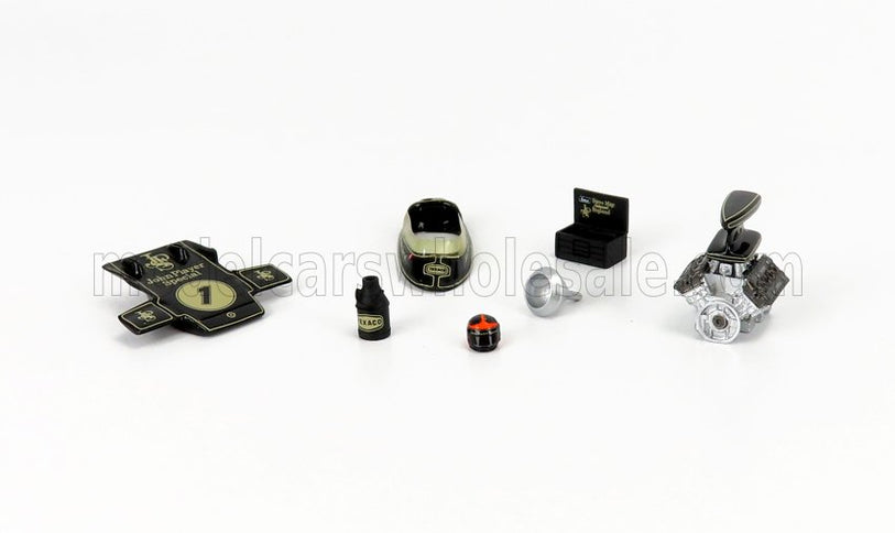ACCESSORIES | F1  SET LOTUS 72DJPS N 1 EMERSON FITTIPALDI SEASON 1972 WORLD CHAMPION | BLACK GOLD MET