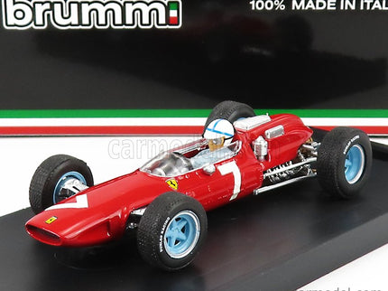 Ferrari F1 158 N°7 Víťaz German GP John Surtees 1964 Majster Sveta - With Driver Figúrka 1:43 Brumm červená