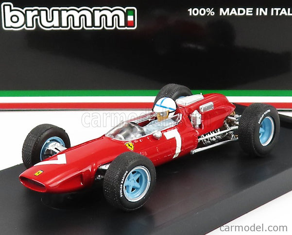 Ferrari F1 158 N°7 Víťaz German GP John Surtees 1964 Majster Sveta - With Driver Figúrka 1:43 Brumm červená