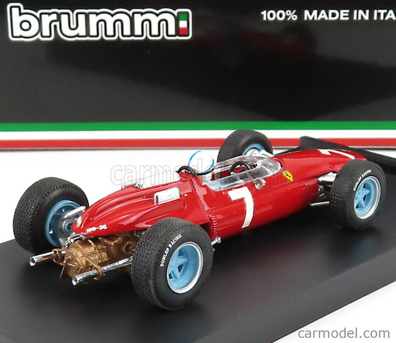 Ferrari F1 158 N°7 Víťaz German GP John Surtees 1964 Majster Sveta - With Driver Figúrka 1:43 Brumm červená