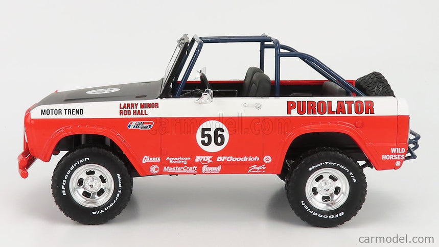 Ford Bronco Baja N°56 Purolator Tribute Edícia 1975 1:18 Greenlight červená biela čierna