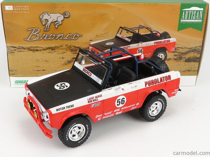 Ford Bronco Baja N°56 Purolator Tribute Edícia 1975 1:18 Greenlight červená biela čierna
