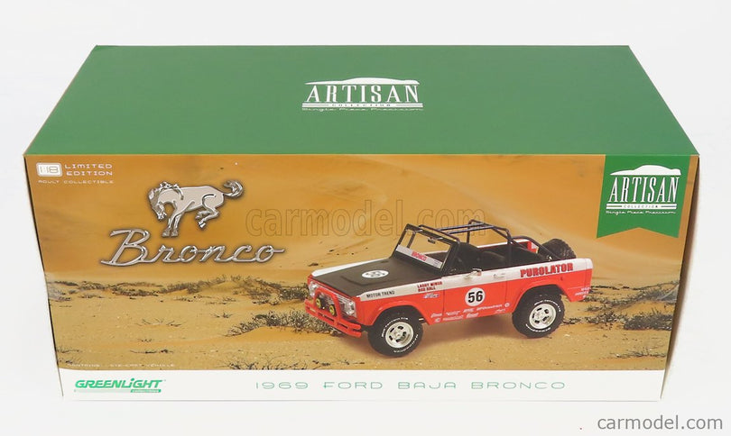 Ford Bronco Baja N°56 Purolator Tribute Edícia 1975 1:18 Greenlight červená biela čierna