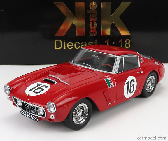 Ferrari 250GT Swb 3.0L V12 Coupe Team Scuderia Serenissima N°16 24h Le Mans 1961 Maurice Trintignant - Carlo Maria Abate 1:18 KK Scale červená