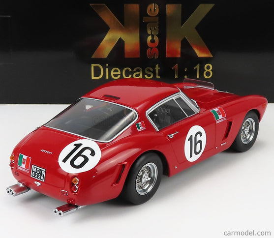Ferrari 250GT Swb 3.0L V12 Coupe Team Scuderia Serenissima N°16 24h Le Mans 1961 Maurice Trintignant - Carlo Maria Abate 1:18 KK Scale červená