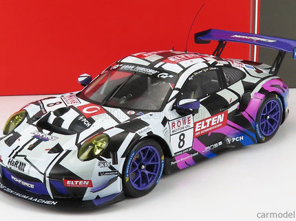 Porsche 911 991 GT3 R Team Ring Police N°8 Vln Nurburgring 2019 J.E.Slooten - L.Luhr - A.De Leener - S.Jans 1:18 IXO Models biela čierna ružová