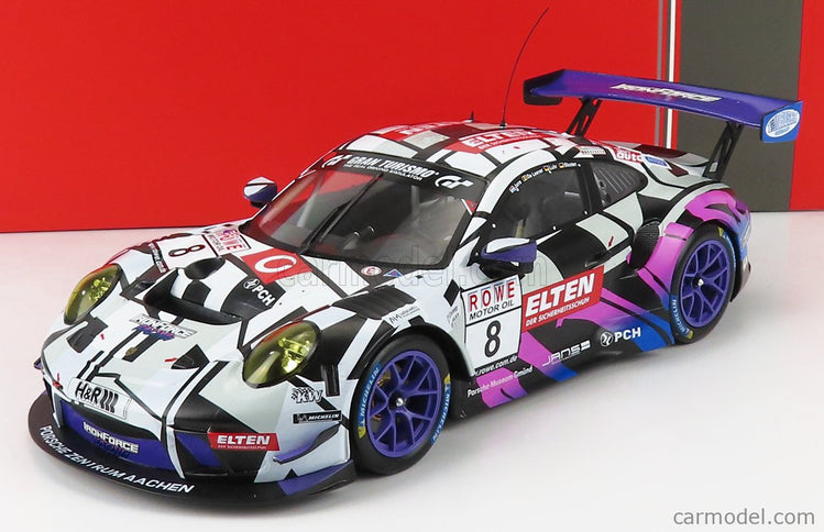 Porsche 911 991 GT3 R Team Ring Police N°8 Vln Nurburgring 2019 J.E.Slooten - L.Luhr - A.De Leener - S.Jans 1:18 IXO Models biela čierna ružová