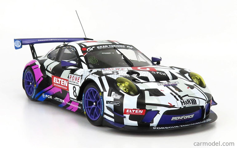 Porsche 911 991 GT3 R Team Ring Police N°8 Vln Nurburgring 2019 J.E.Slooten - L.Luhr - A.De Leener - S.Jans 1:18 IXO Models biela čierna ružová