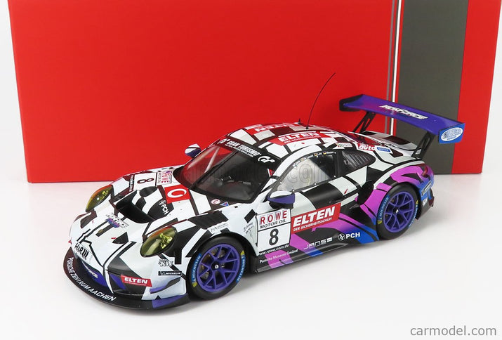 Porsche 911 991 GT3 R Team Ring Police N°8 Vln Nurburgring 2019 J.E.Slooten - L.Luhr - A.De Leener - S.Jans 1:18 IXO Models biela čierna ružová