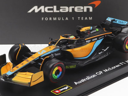 McLAREN | F1  MCL36 TEAM MCLAREN N 3 AUSTRALIAN GP 2022 DANIEL RICCIARDO - WITH HELMET AND PLASTIC SHOWCASE | ORANGE LIGHT BLUE