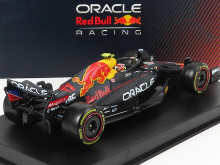 RED BULL | F1  RB18 TEAM ORACLE RED BULL RACING N 11 SEASON 2022 SERGIO PEREZ - WITH HELMET AND PLASTIC SHOWCASE | MATT BLUE YELLOW RED