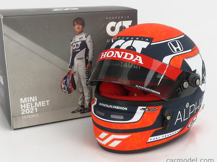 Arai Helmet F1 Helma AT02 Honda RA620H Team Alpha Tauri N°22 Sezóna 2021 Yuki Tsunoda 1:2 Mini Helmet biela čierna červená