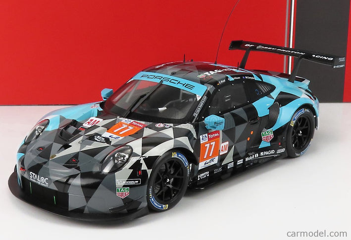 Porsche 911 991 RSR Team Dempsey Proton Racing N°77 Víťaz Lmgte AM 24h Le Mans 2018 Matt Campbell - Christian Ried - Julien Andlauer 1:18 IXO Models sivá svetlomodrá