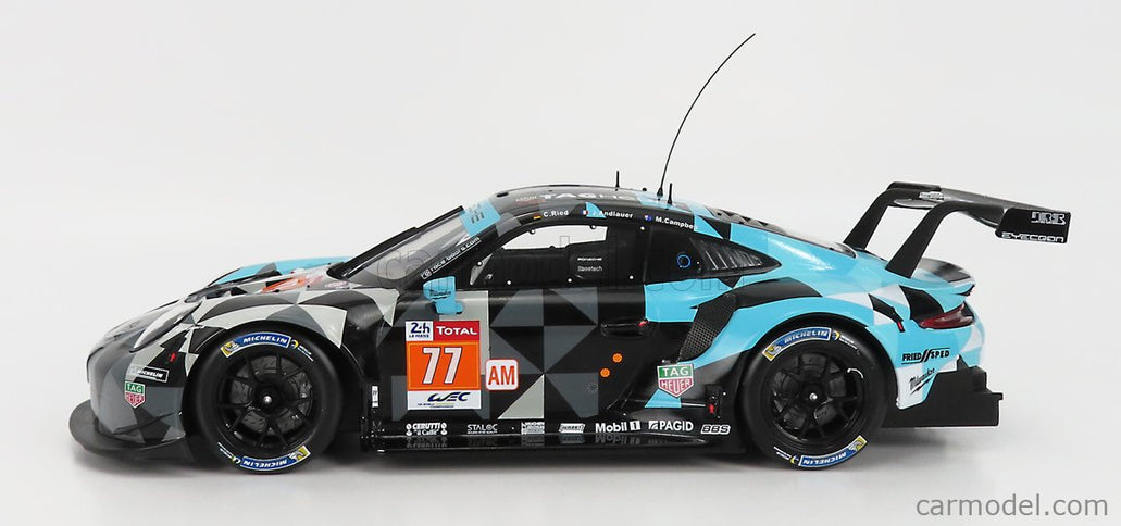 Porsche 911 991 RSR Team Dempsey Proton Racing N°77 Víťaz Lmgte AM 24h Le Mans 2018 Matt Campbell - Christian Ried - Julien Andlauer 1:18 IXO Models sivá svetlomodrá