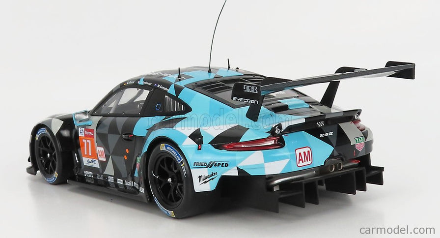 Porsche 911 991 RSR Team Dempsey Proton Racing N°77 Víťaz Lmgte AM 24h Le Mans 2018 Matt Campbell - Christian Ried - Julien Andlauer 1:18 IXO Models sivá svetlomodrá