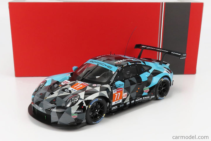 Porsche 911 991 RSR Team Dempsey Proton Racing N°77 Víťaz Lmgte AM 24h Le Mans 2018 Matt Campbell - Christian Ried - Julien Andlauer 1:18 IXO Models sivá svetlomodrá