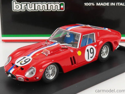 Ferrari 250 GTO 3.0L V12 Coupe Team Pierre Noblet N°19 2. Miesto 24h Le Mans 1962 Jean Guichet - Pierre Noblet 1:43 Brumm červená biela modrá