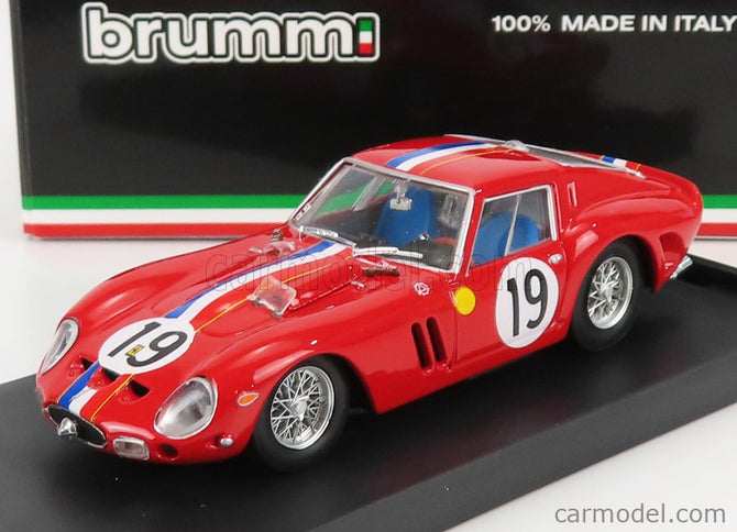 Ferrari 250 GTO 3.0L V12 Coupe Team Pierre Noblet N°19 2. Miesto 24h Le Mans 1962 Jean Guichet - Pierre Noblet 1:43 Brumm červená biela modrá