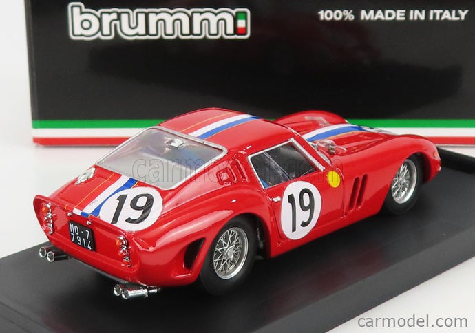 Ferrari 250 GTO 3.0L V12 Coupe Team Pierre Noblet N°19 2. Miesto 24h Le Mans 1962 Jean Guichet - Pierre Noblet 1:43 Brumm červená biela modrá