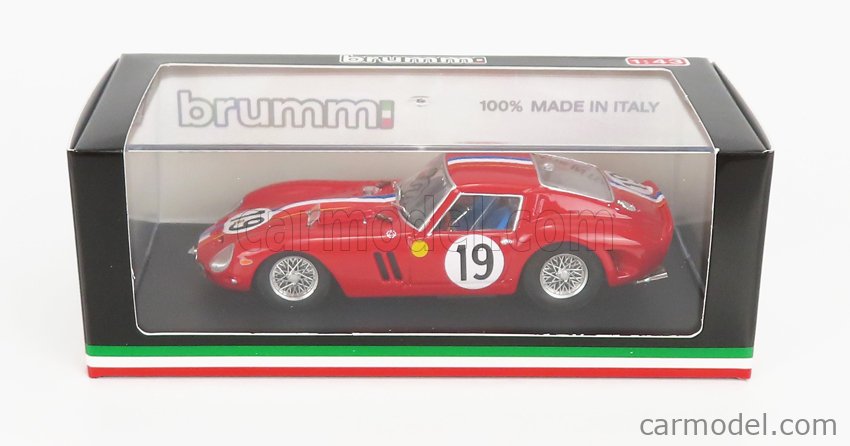 Ferrari 250 GTO 3.0L V12 Coupe Team Pierre Noblet N°19 2. Miesto 24h Le Mans 1962 Jean Guichet - Pierre Noblet 1:43 Brumm červená biela modrá