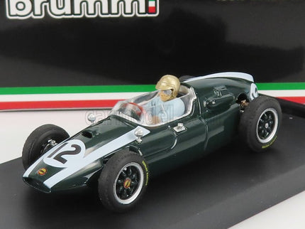 Cooper F1 T51 Climax N°12 Víťaz British GP Jack Brabham 1959 Majster Sveta - With Driver Figúrka 1:43 Brumm zelená biela