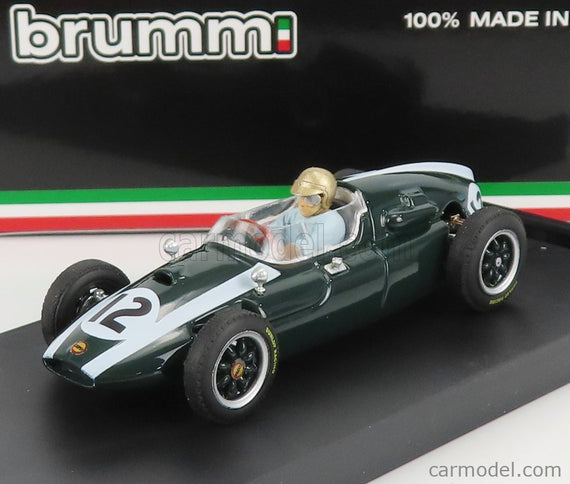 Cooper F1 T51 Climax N°12 Víťaz British GP Jack Brabham 1959 Majster Sveta - With Driver Figúrka 1:43 Brumm zelená biela