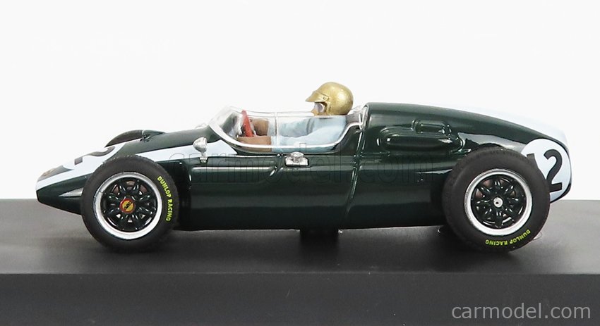 Cooper F1 T51 Climax N°12 Víťaz British GP Jack Brabham 1959 Majster Sveta - With Driver Figúrka 1:43 Brumm zelená biela