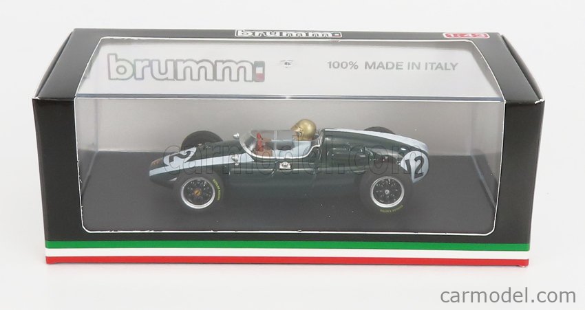 Cooper F1 T51 Climax N°12 Víťaz British GP Jack Brabham 1959 Majster Sveta - With Driver Figúrka 1:43 Brumm zelená biela