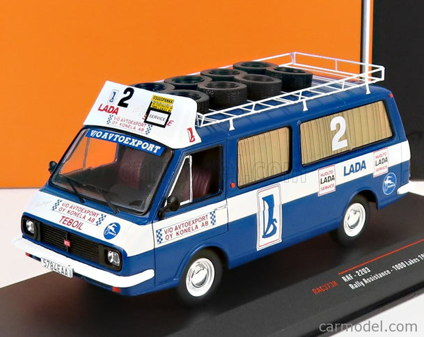 RAF 2203 Minibus Team Rally Lada Service Assistance 1984 1:43 IXO Models modrá biela
