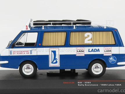 RAF 2203 Minibus Team Rally Lada Service Assistance 1984 1:43 IXO Models modrá biela
