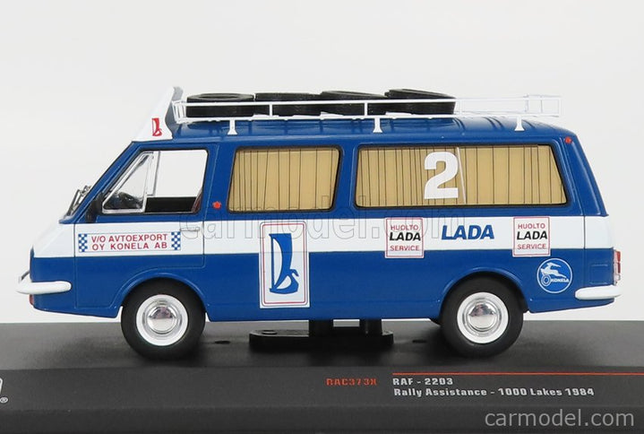 RAF 2203 Minibus Team Rally Lada Service Assistance 1984 1:43 IXO Models modrá biela