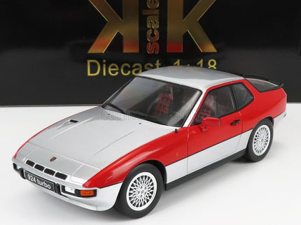Porsche 924 Turbo Coupe 1986 1:18 KK Scale strieborná červená