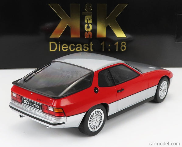 Porsche 924 Turbo Coupe 1986 1:18 KK Scale strieborná červená
