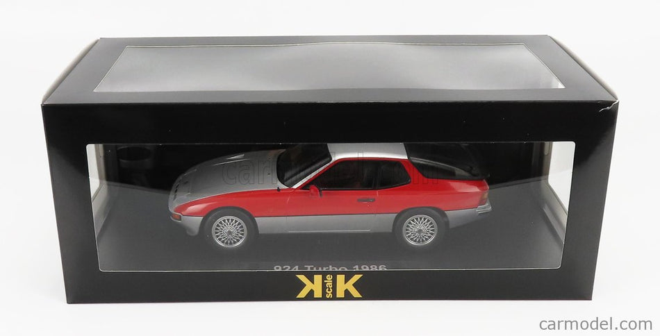 Porsche 924 Turbo Coupe 1986 1:18 KK Scale strieborná červená