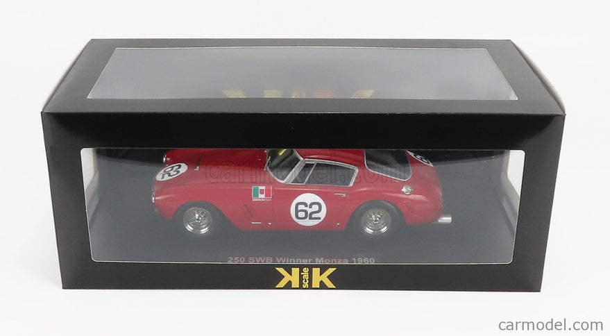 Ferrari 250GT Swb 3.0L V12 Coupe N°62 Víťaz Monza 1960 Carlo Maria Abate 1:18 KK Scale červená