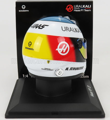 SCHUBERTH HELMET | F1 CASCO HELMET TEAM HAAS VF-21 BELGIAN GP SPA 2021 MICK SCHUMACHER | WHITE BLUE RED YELLOW