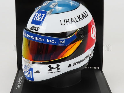 SCHUBERTH HELMET | F1 CASCO HELMET TEAM HAAS VF-21 BELGIAN GP SPA 2021 MICK SCHUMACHER | WHITE BLUE RED YELLOW