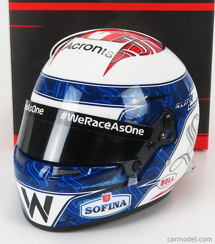 Bell Helmet F1 Helma Williams FW44 Team Williams Racing N°6 Sezóna 2022 Nicholas Latifi 1:2 Mini Helmet biela modrá červená