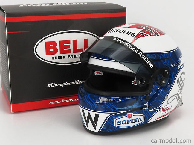 Bell Helmet F1 Helma Williams FW44 Team Williams Racing N°6 Sezóna 2022 Nicholas Latifi 1:2 Mini Helmet biela modrá červená